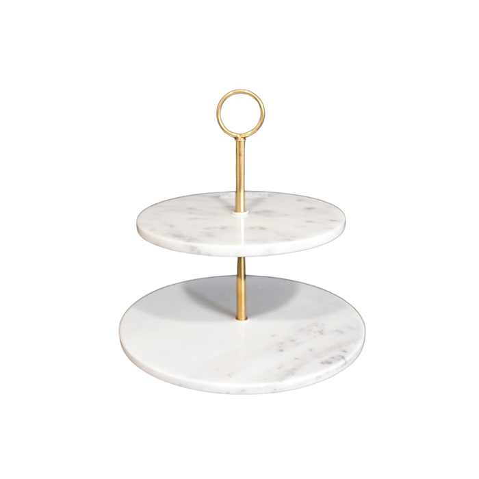 WHITE MARBLE CAKE STAND X2  25X25CM