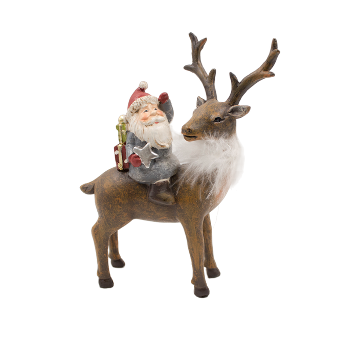 SANTA RIDING ON THE DEER 14.5X6.5X18CM