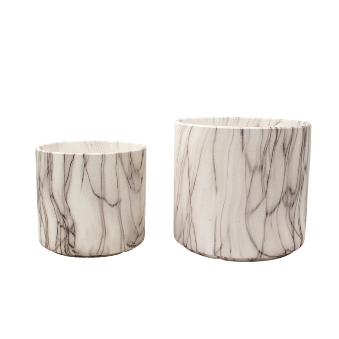 CERAMIC POT MARBLE WHITE