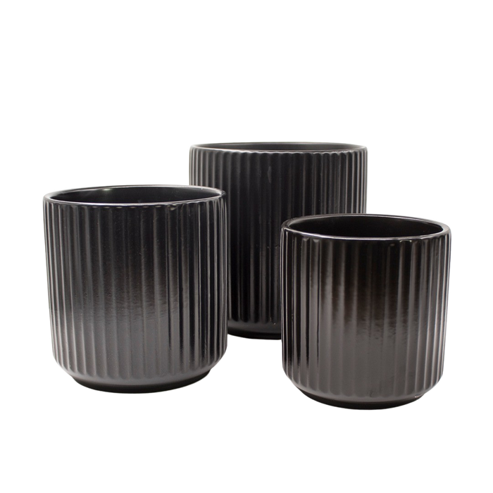 CERAMIC POT BLACK 3 SIZE